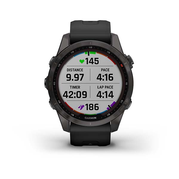 Умные часы Garmin Fenix 7S Sapphire Solar 42 мм (серый карбон/черный)