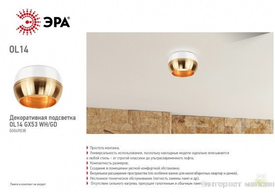 Точечный светильник ЭРА OL14 GX53 WH/GD Б0049038