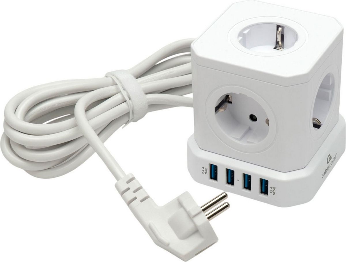 Сетевой фильтр Cablexpert TWR-5-U4-W-3