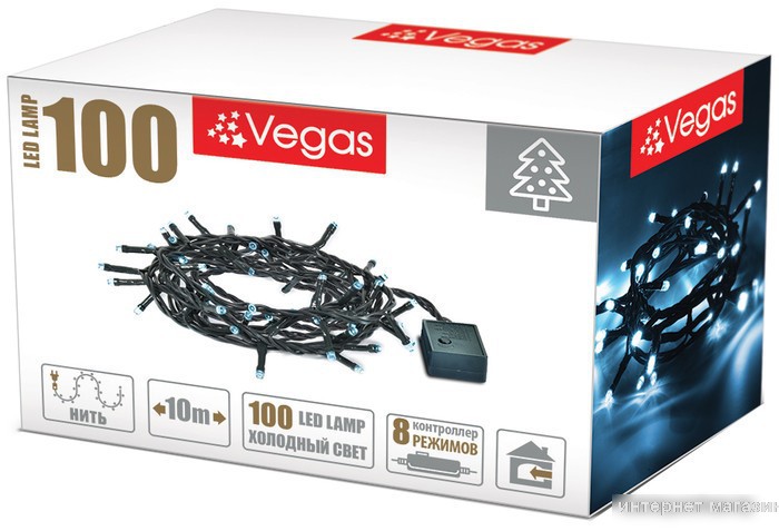 Гирлянда Vegas Нить 55063 100 LED (белый холодный)