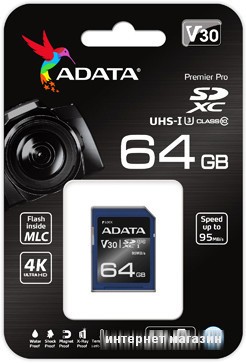 Карта памяти A-Data Premier Pro ASDX64GUI3V30S-R SDXC 64GB