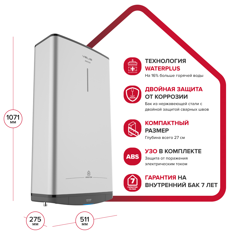 Накопительный электрический водонагреватель Ariston ABS VLS PRO INOX R 80