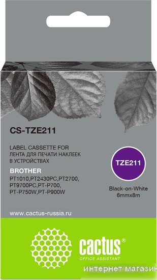 Картридж CACTUS CS-TZE211 (аналог Brother TZE211)