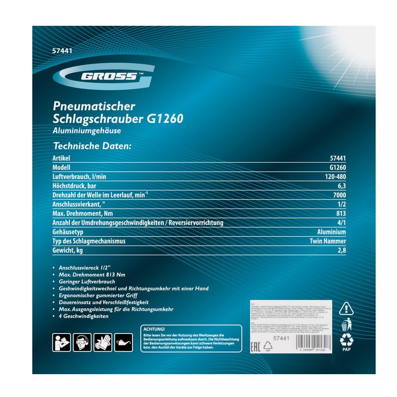 Пневматический гайковерт GROSS G1260