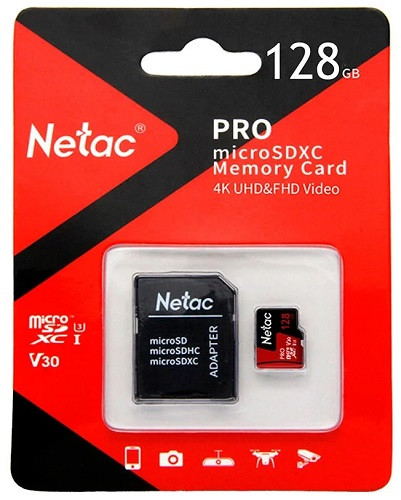 Карта памяти Netac P500 Extreme Pro 128GB NT02P500PRO-128G-R + адаптер