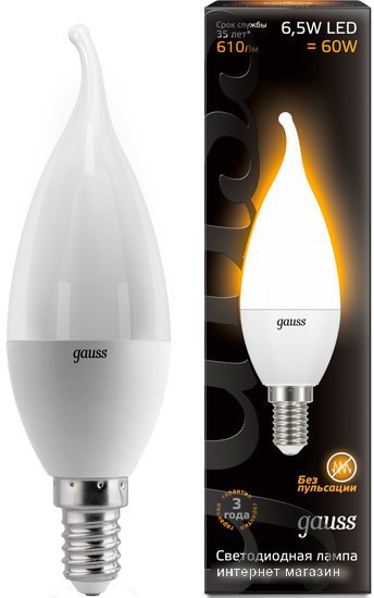 Светодиодная лампа Gauss E14 6.5Вт 2700К [104101107]