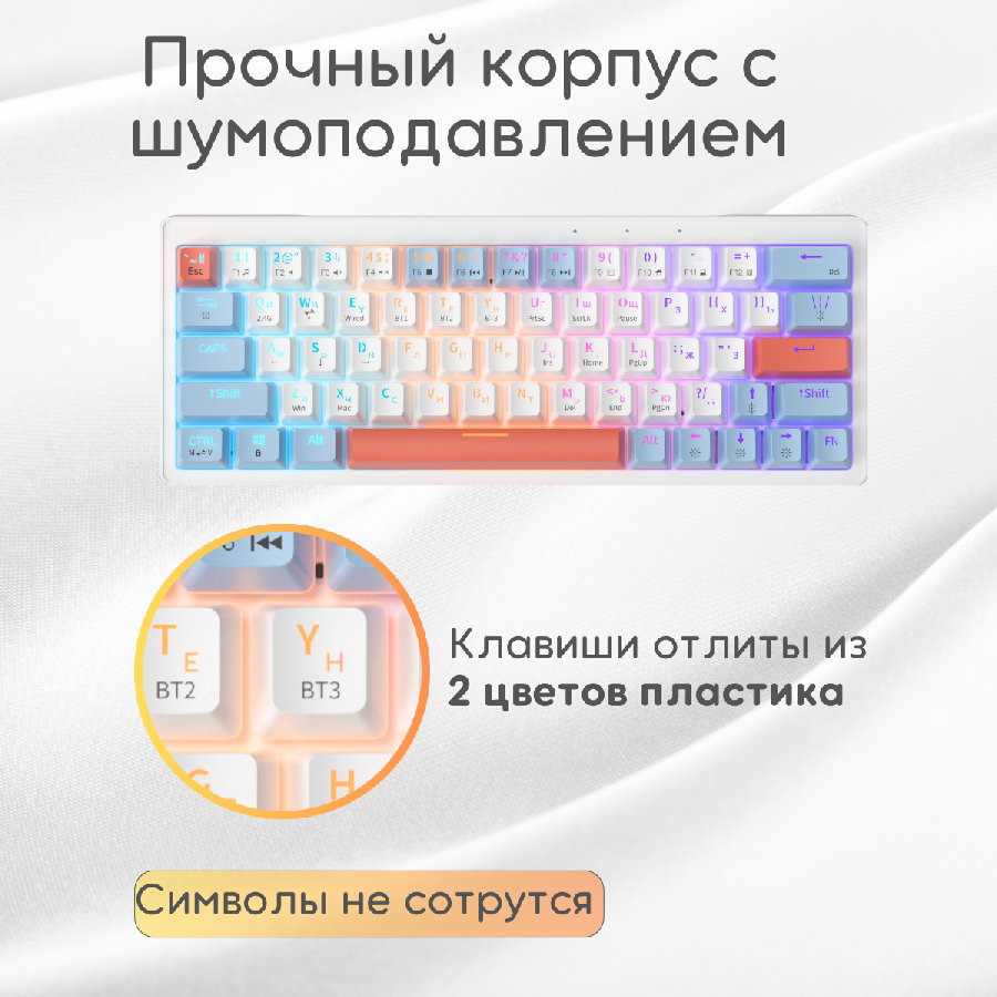 Беспроводная клавиатура Cyberlynx ZA63 Pro White Blue Orange (TNT Yellow)