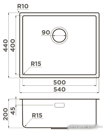 Кухонная мойка Omoikiri Tadzava 54-U/I Ultra 15 IN (нержавеющая сталь)