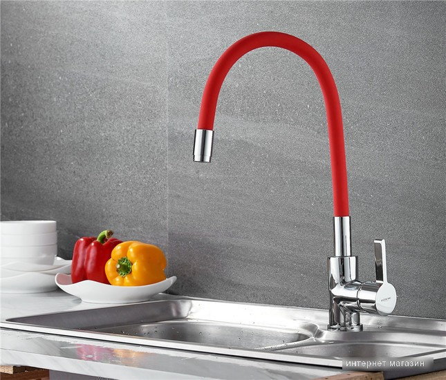 Смеситель Ledeme H98 L4898-1 (красный/хром)