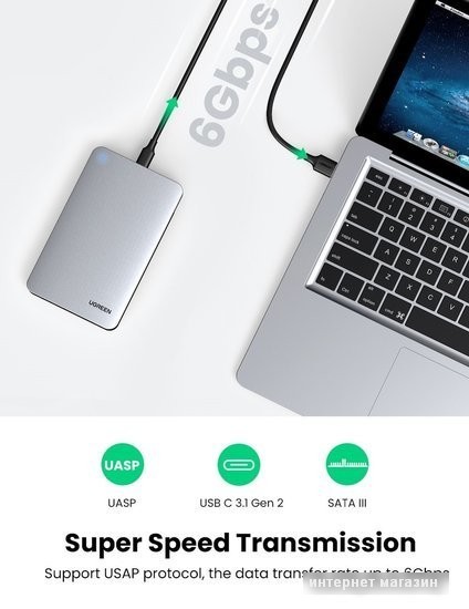 Бокс для накопителей 2.5" Ugreen CM300
