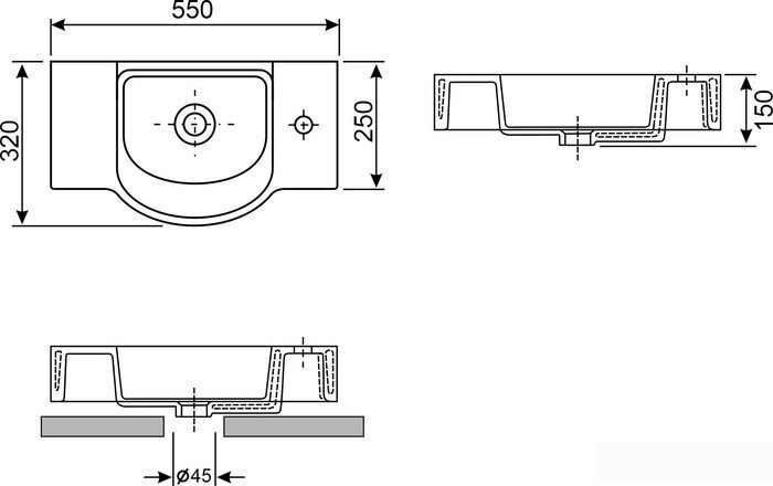 Умывальник Wellsee WC Area 151809001, 2 в 1