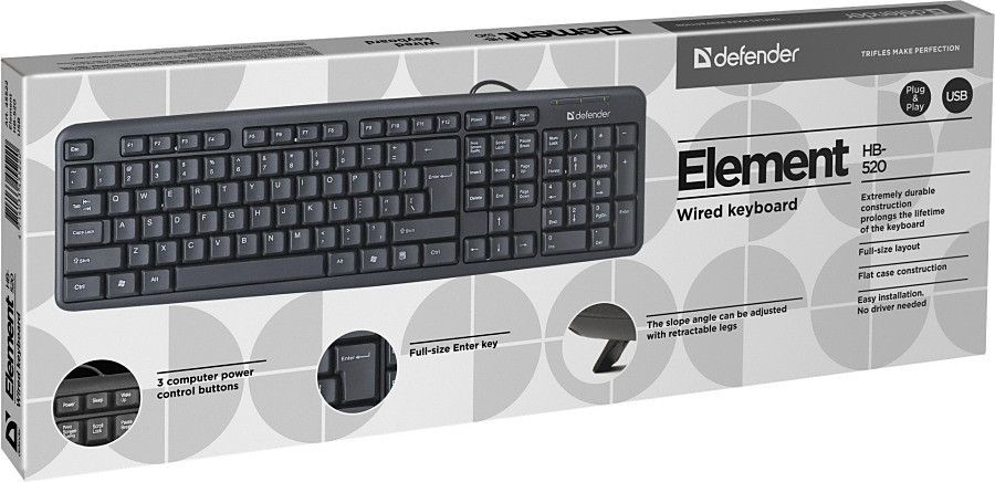 Клавиатура Defender Element HB-520 USB (черный)