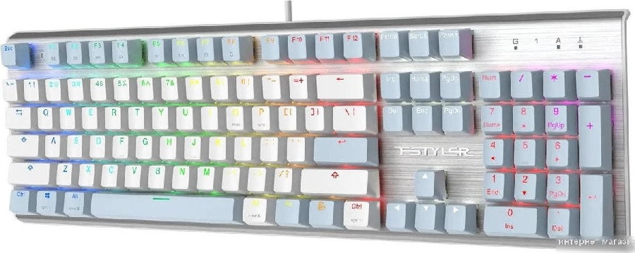Клавиатура A4Tech Fstyler FS100 Neon (серебристый/голубой)