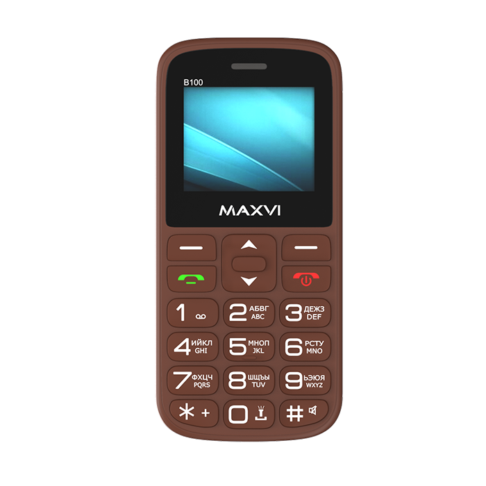 Кнопочный телефон Maxvi B100 (коричневый)