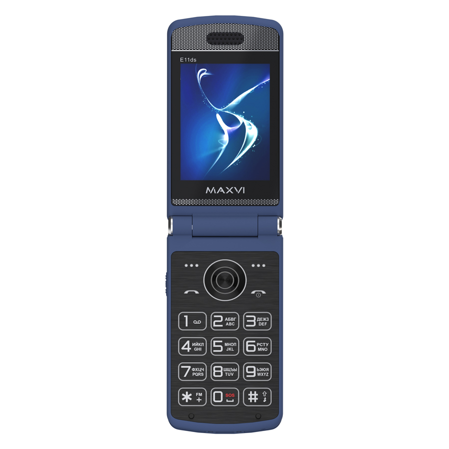 Телефон Maxvi E11ds (синий/серебристый)