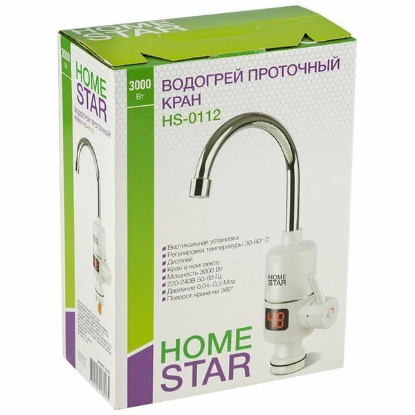 Проточный электрический водонагреватель-кран HomeStar HS-0112