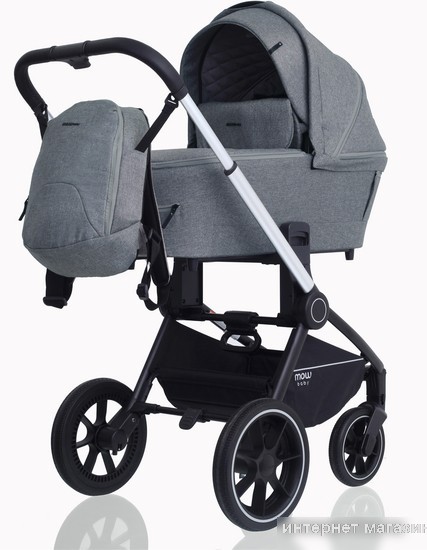 Универсальная коляска Rant MOWbaby Zoom PU (2 в 1, silver grey)