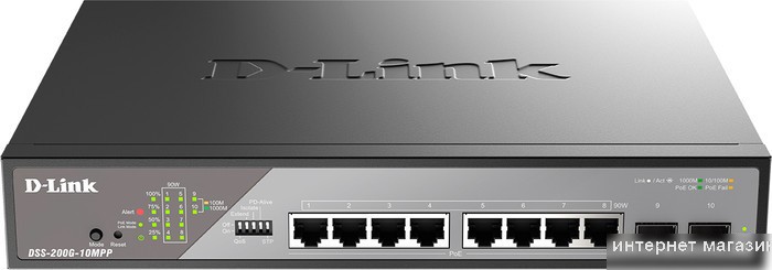 Управляемый коммутатор 2-го уровня D-Link DSS-200G-10MPP/A1A