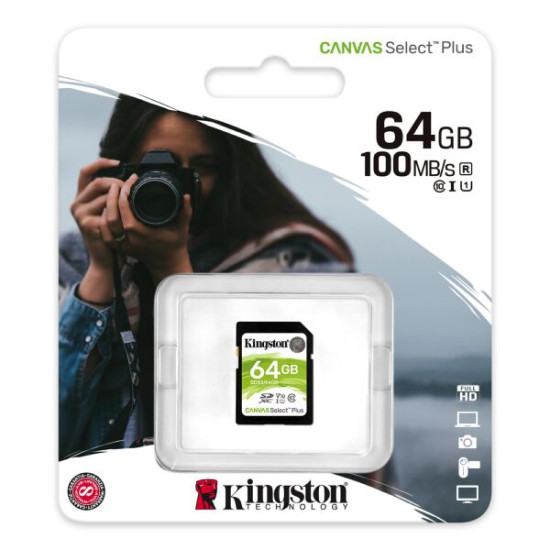 Карта памяти Kingston Canvas Select Plus SDXC 64GB