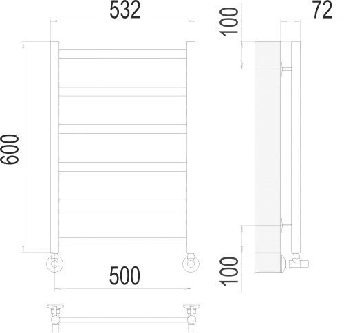 Полотенцесушитель TERMINUS Аврора П6 500x600 нп