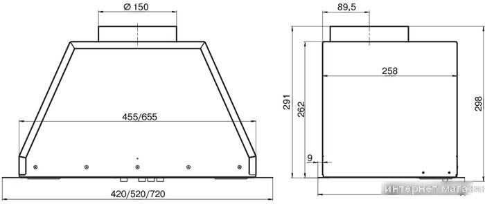 Кухонная вытяжка Elikor Врезной блок Flat 52П-650-К3Д (топленое молоко)