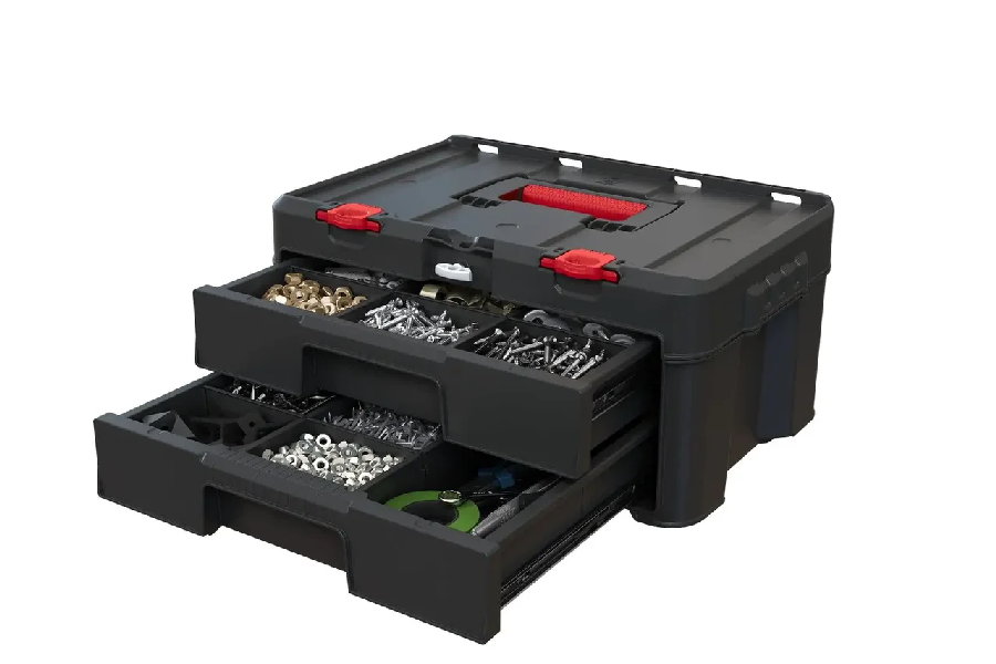 Ящик для инструментов Keter Stack'N'Roll 2 Drawers, чёрный/красный