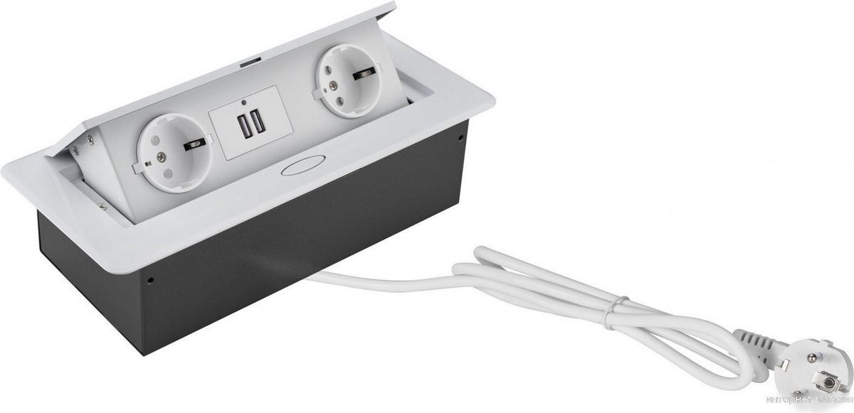 Сетевой фильтр CACTUS CS-SOCKET-EU/USBA-WH