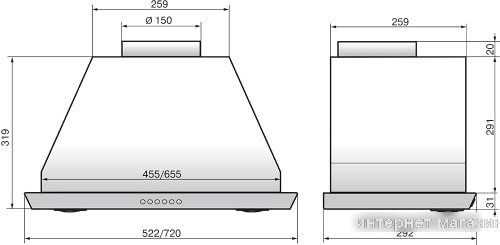 Кухонная вытяжка Elikor 52П-1000-Э4Д (кремовый)