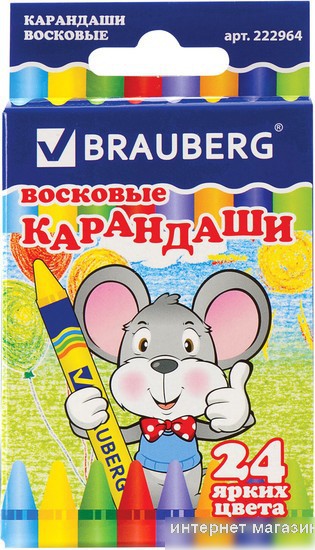 Восковые мелки BRAUBERG Пифагор 222964 (24 цв)