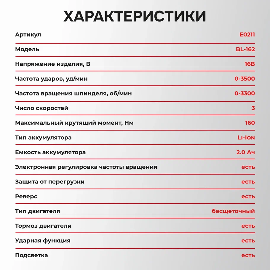 Винтоверт Profipower BL-162 (с 2-мя АКБ, кейс)