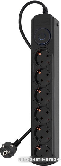 Сетевой фильтр IPPON BK-6-EU-3-10-B (3м, 6 розеток, черный)