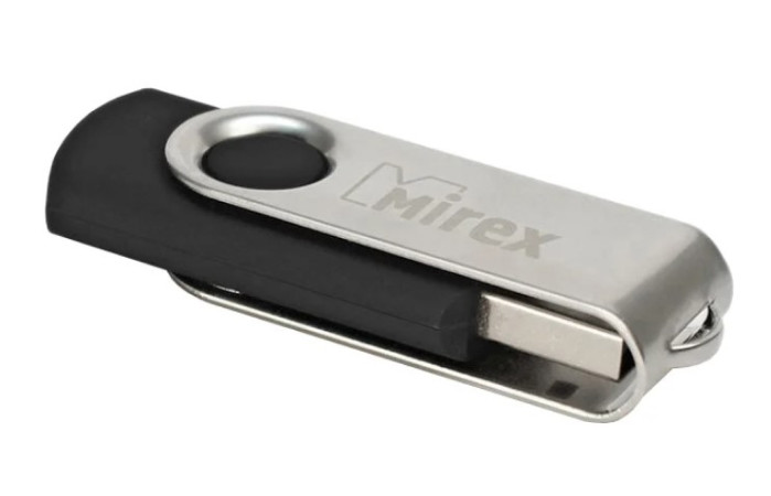 USB Flash Mirex Swivel Rubber 64GB (черный/серебристый)