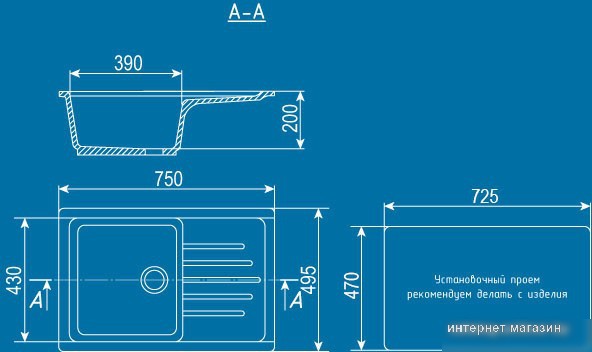 Кухонная мойка Ulgran U-400 (черный)