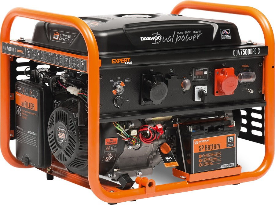 Бензиновый генератор Daewoo Power GDA 7500DPE-3