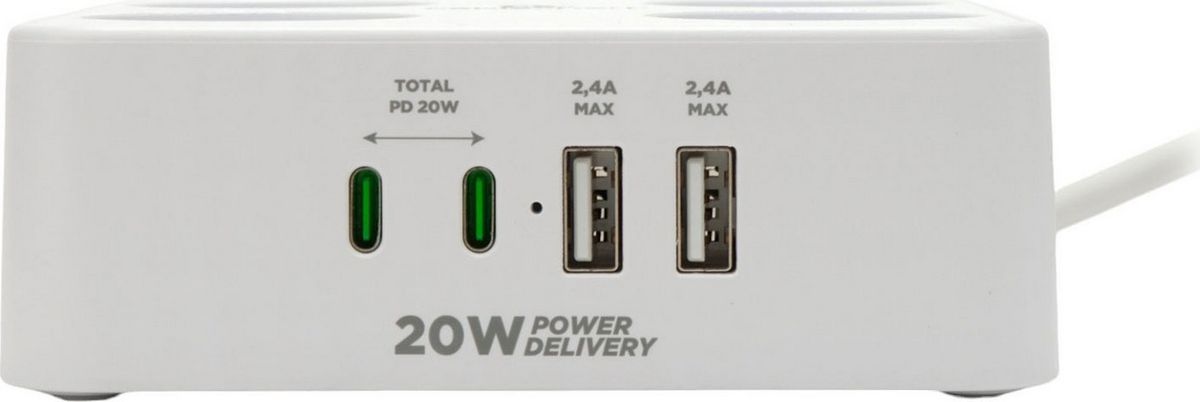 Сетевой фильтр Cablexpert PLT-4-C2U2-W-2