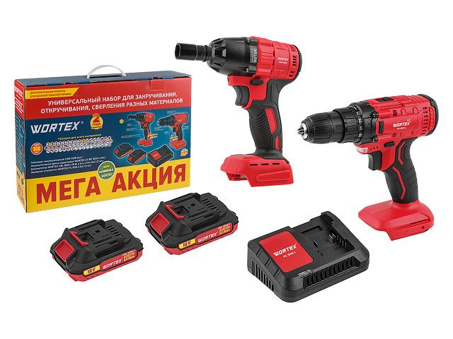 Wortex 1329368 (гайковерт, шуруповерт, 2 АКБ)