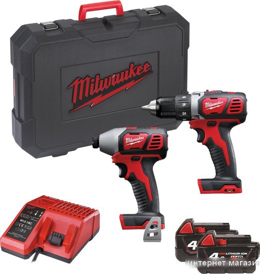 Milwaukee M18 BPP2D-402C 4933447126 (шуруповерт, винтоверт, 2 АКБ, кейс)