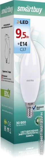 Светодиодная лампа SmartBuy C37Can E14 9.5 Вт 6000 К SBL-C37Can-9_5-60K-E14