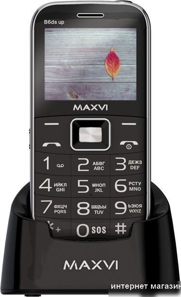 Кнопочный телефон Maxvi B6ds up (черный)