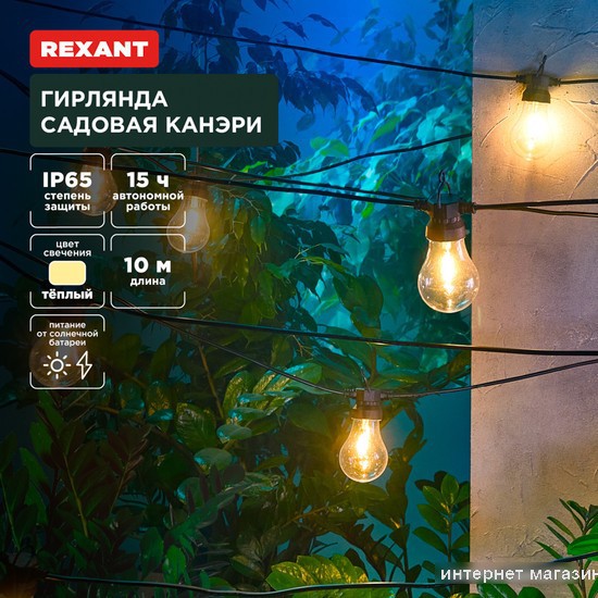 Садовая гирлянда Rexant Канэри 602-2421