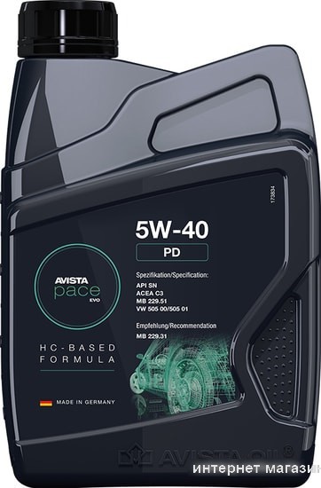 Моторное масло Avista Pace Evo PD 5W-40 1л