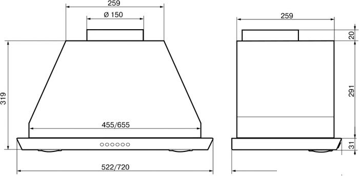 Кухонная вытяжка Elikor Врезной блок S4 52Н-700-Э4Д (нержавеющая сталь)