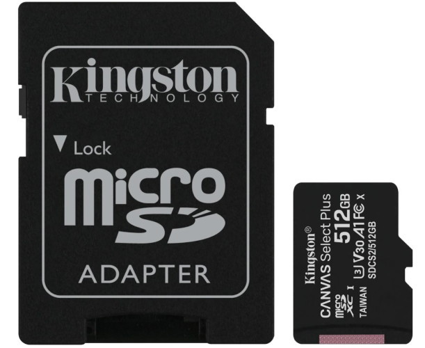 Карта памяти Kingston Canvas Select Plus microSDXC 512GB (с адаптером)