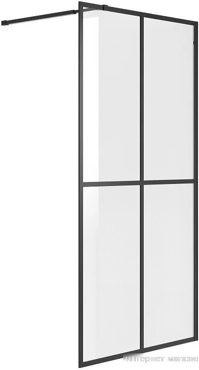 Душевая стенка Niagara NG-686-90BLACK 90x195 (черный матовый/прозрачное стекло)