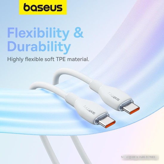Кабель Baseus Pudding Series Fast Charging Cable 100W USB Type-C - USB Type-C (2 м, белый)