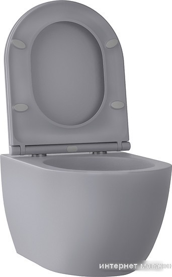 Унитаз подвесной Wellsee Chalice Perfection RimFree 182610001 (чаша, пневмокрышка, матовый серый)