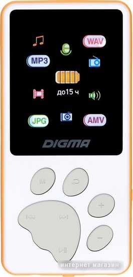 MP3 плеер Digma S4 8GB (белый/оранжевый)