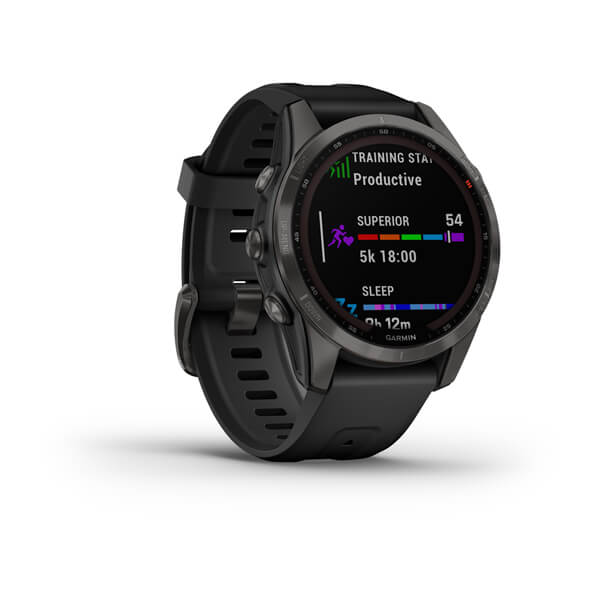 Умные часы Garmin Fenix 7S Sapphire Solar 42 мм (серый карбон/черный)