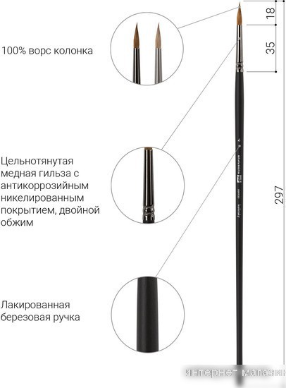 Кисть для рисования BRAUBERG Art Classic 4 200925 (круглая)