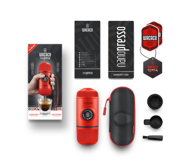 Ручная кофеварка WACACO Nanopresso Lava Red + Case
